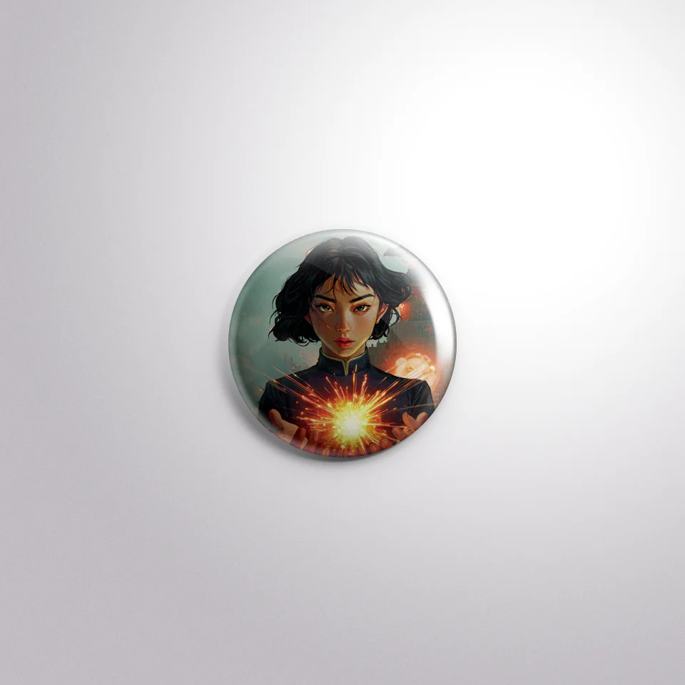 The Omen Girl Button Badge
