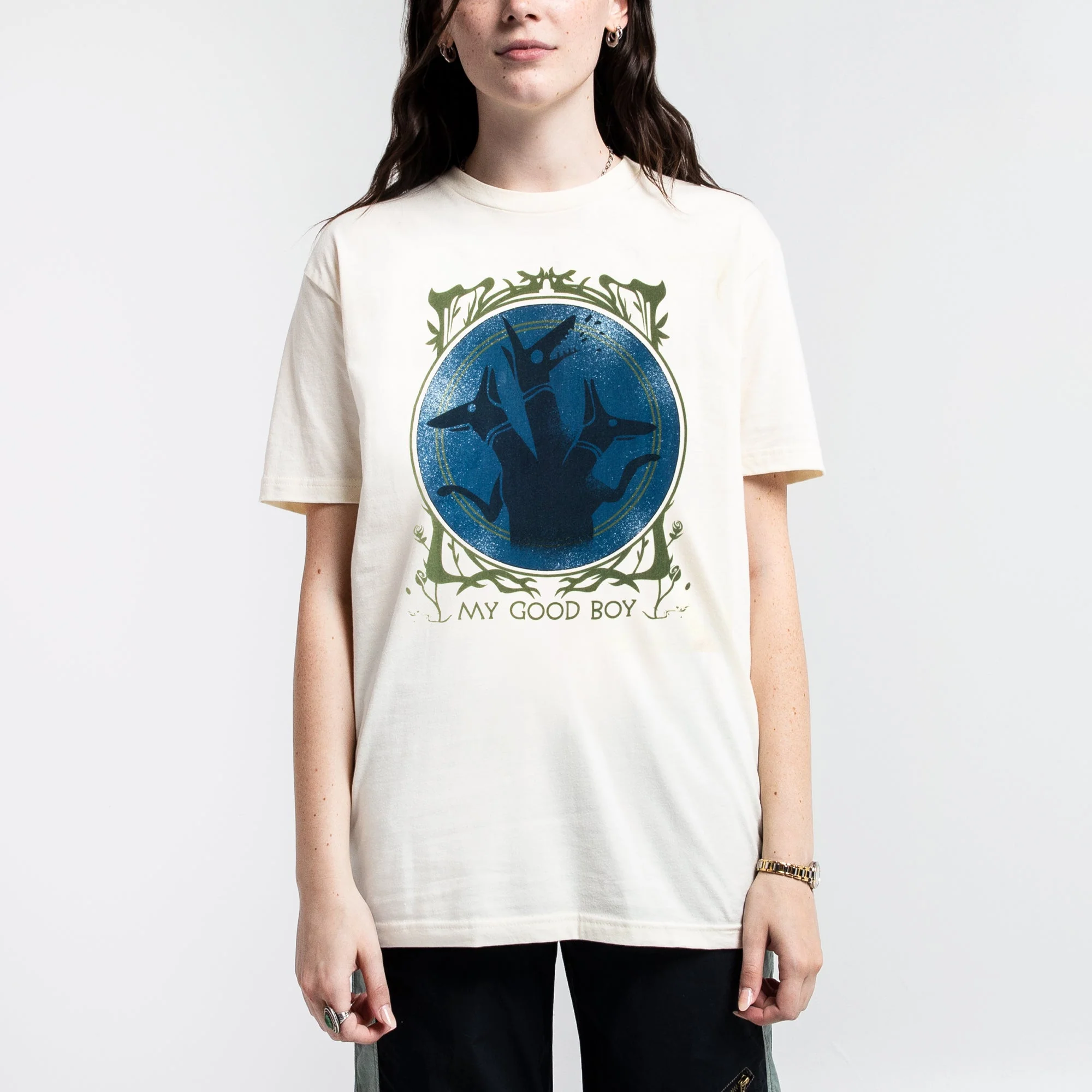 LORE OLYMPUS - CERBERUS GOOD BOY NATURAL UNISEX T-SHIRT