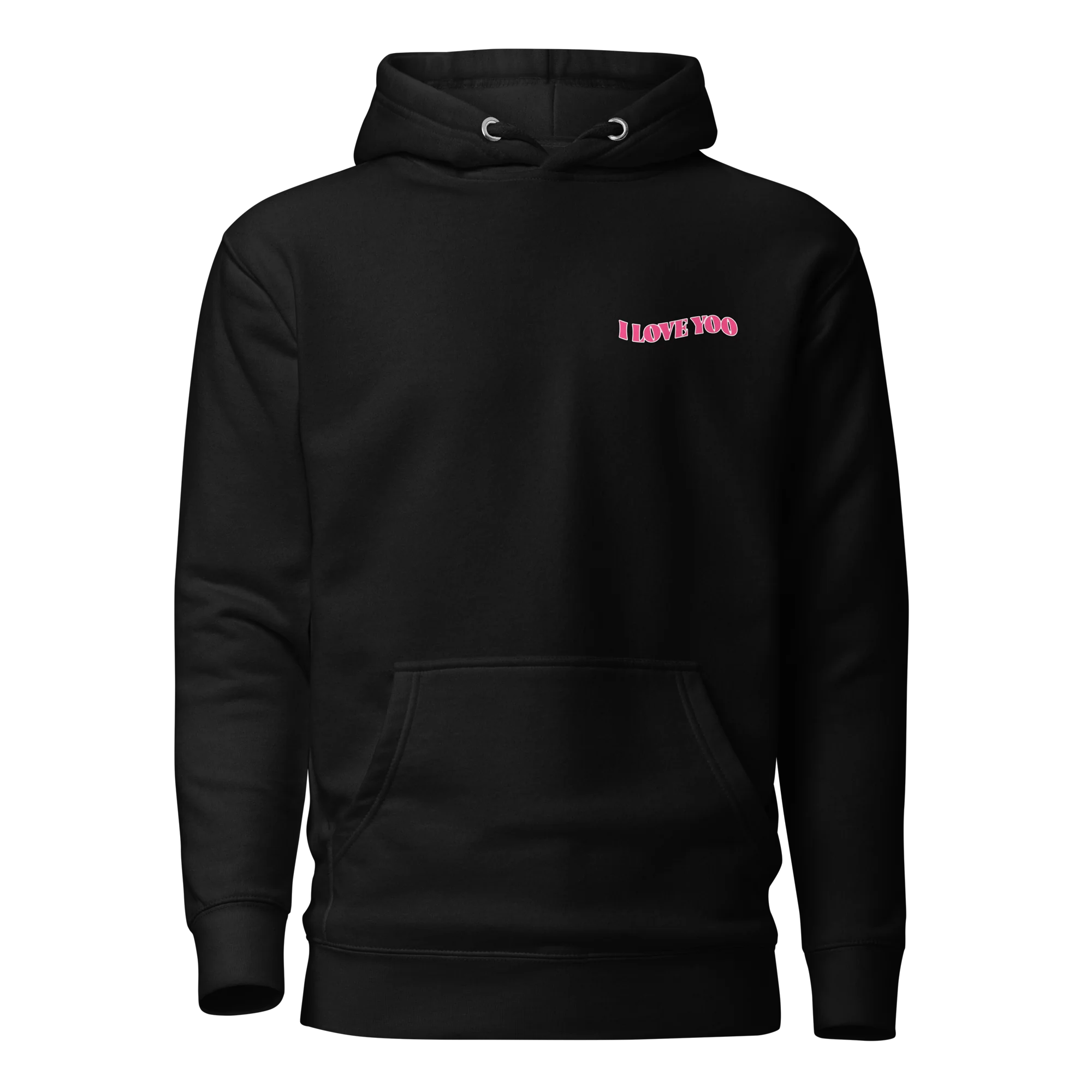 I LOVE YOO - TEXT ME BLACK UNISEX HOODIE