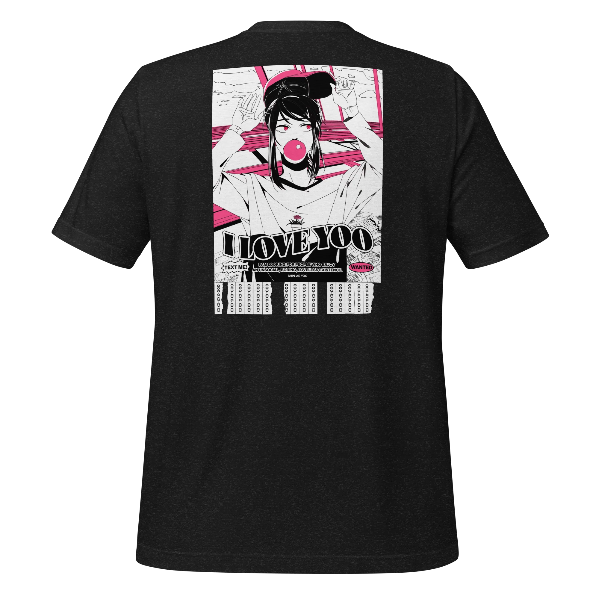 I LOVE YOO - TEXT ME BLACK UNISEX T-SHIRT